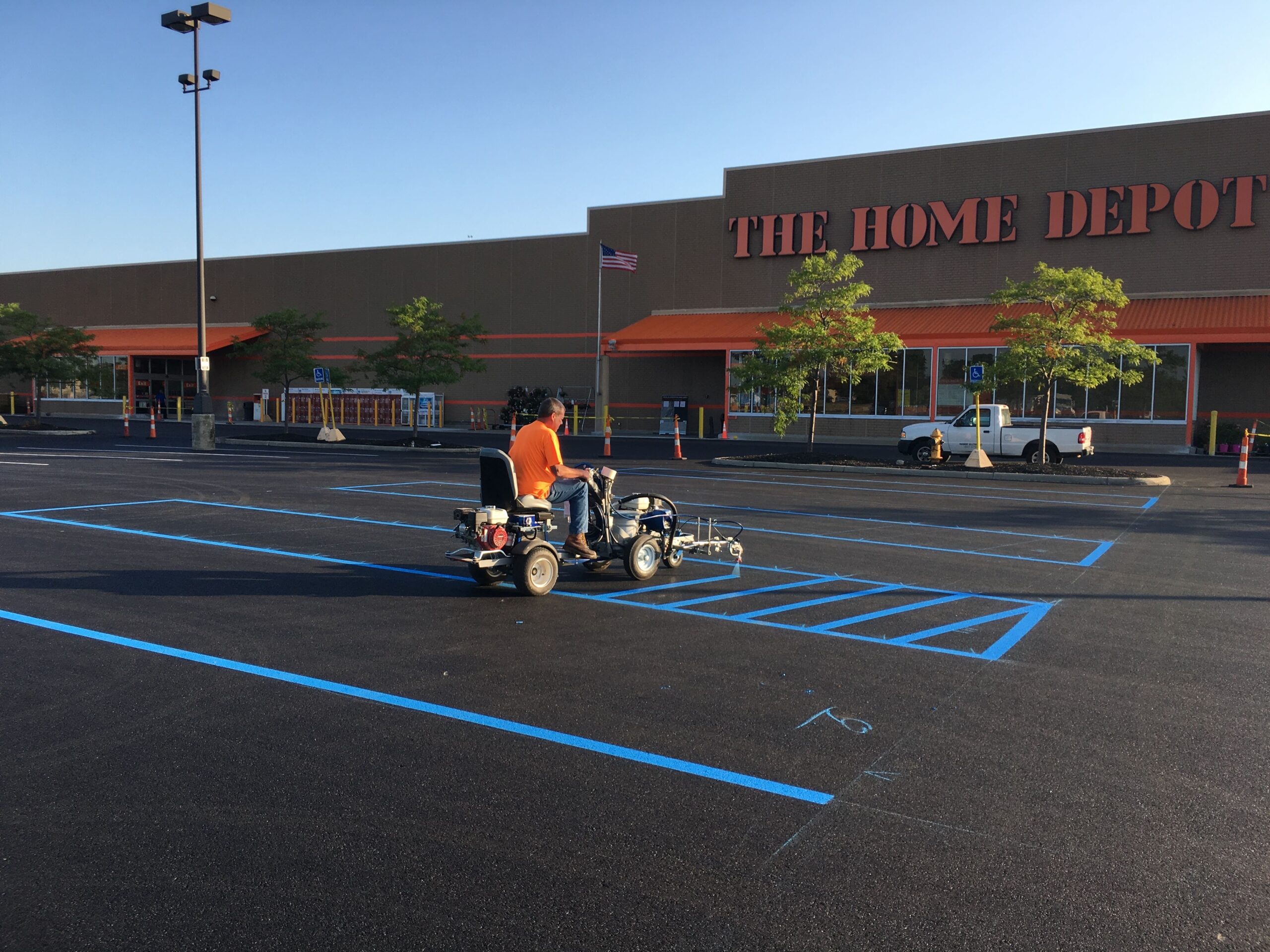 Parking lot striping, line markings