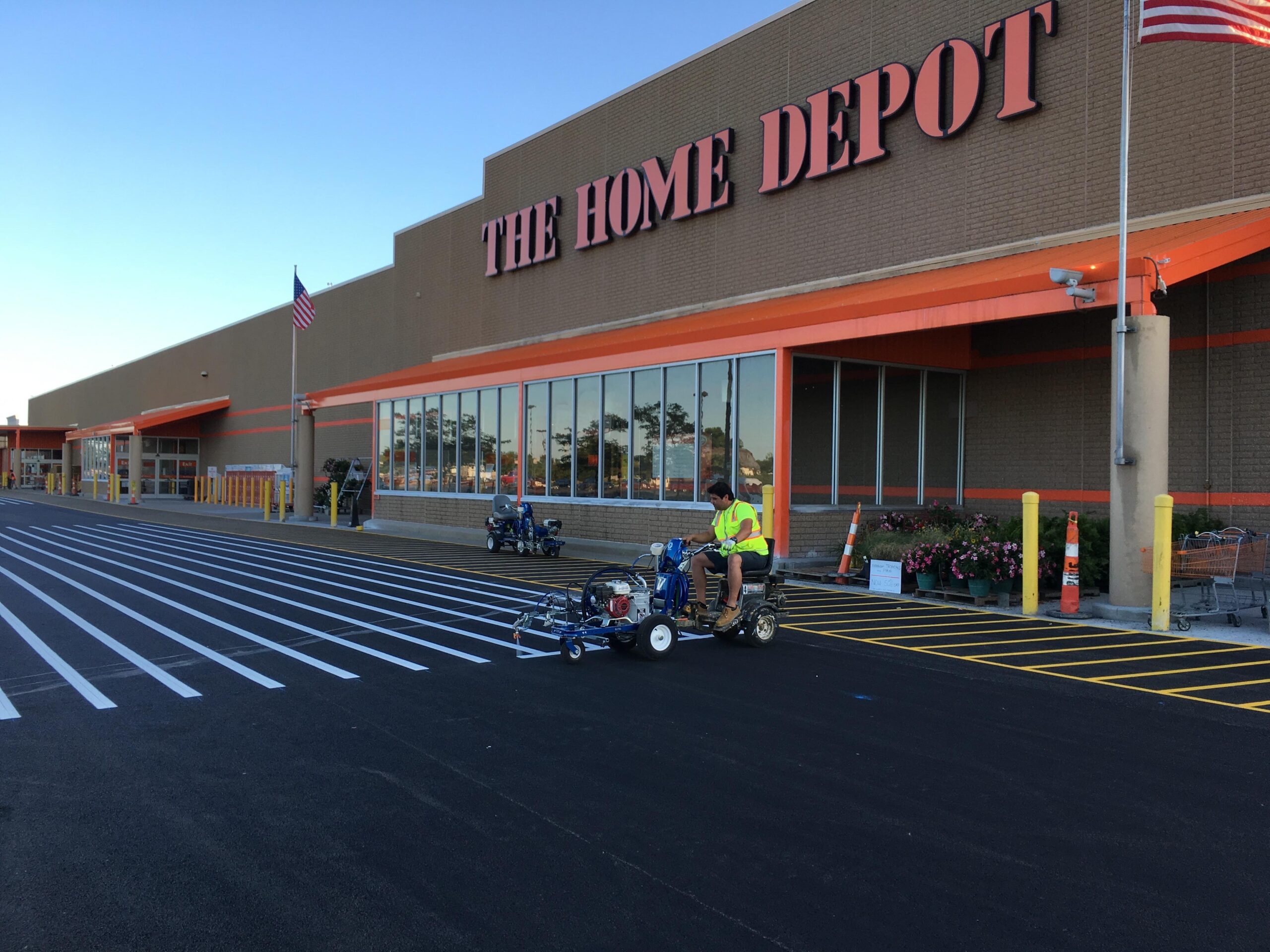 Parking lot striping, line striping, line markings