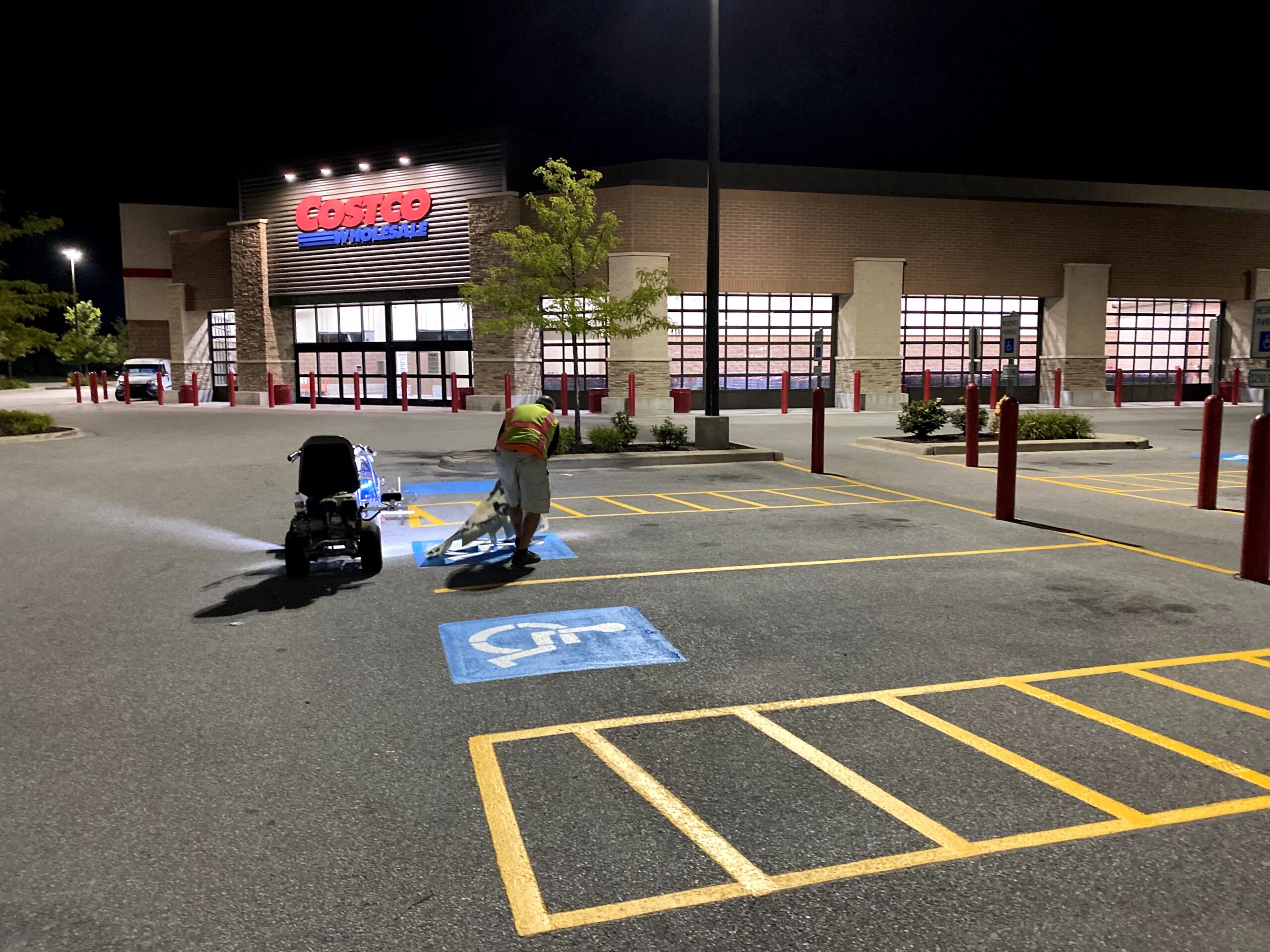 Completed Virginia Beach parking lot pavementmarking project
