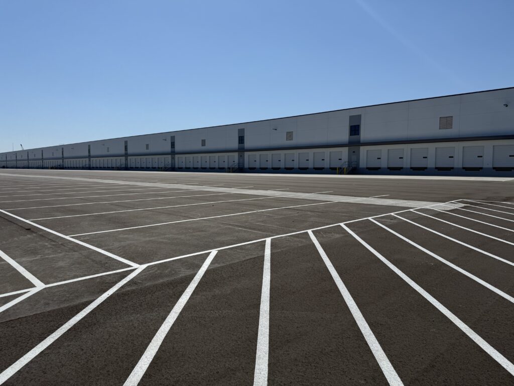 parking lot striping near I65 Indiana commercial area