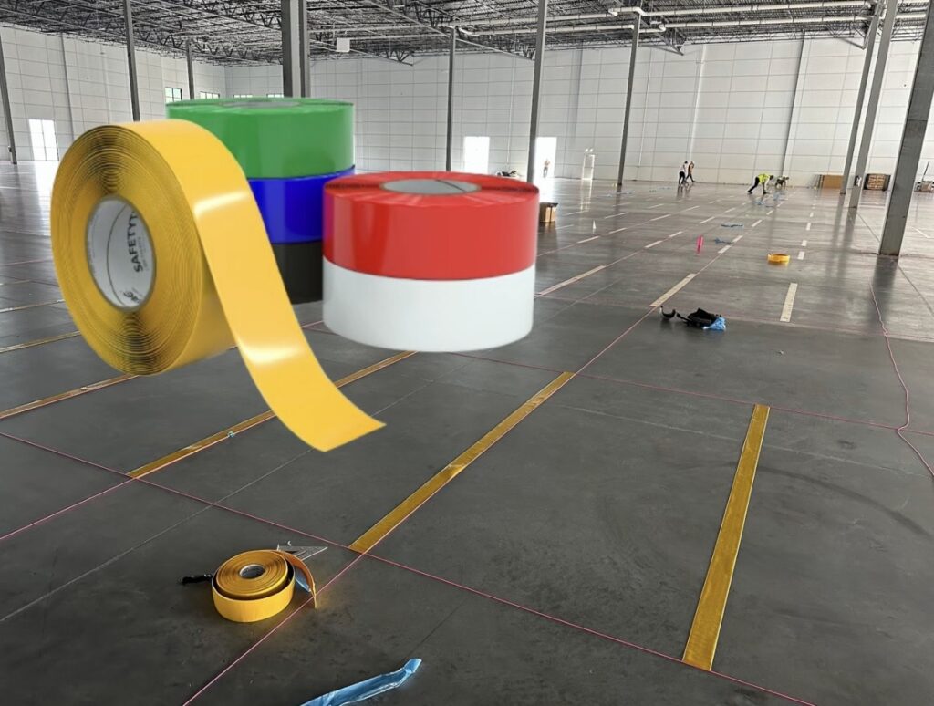 warehouse aisle marking with durable floor tape system