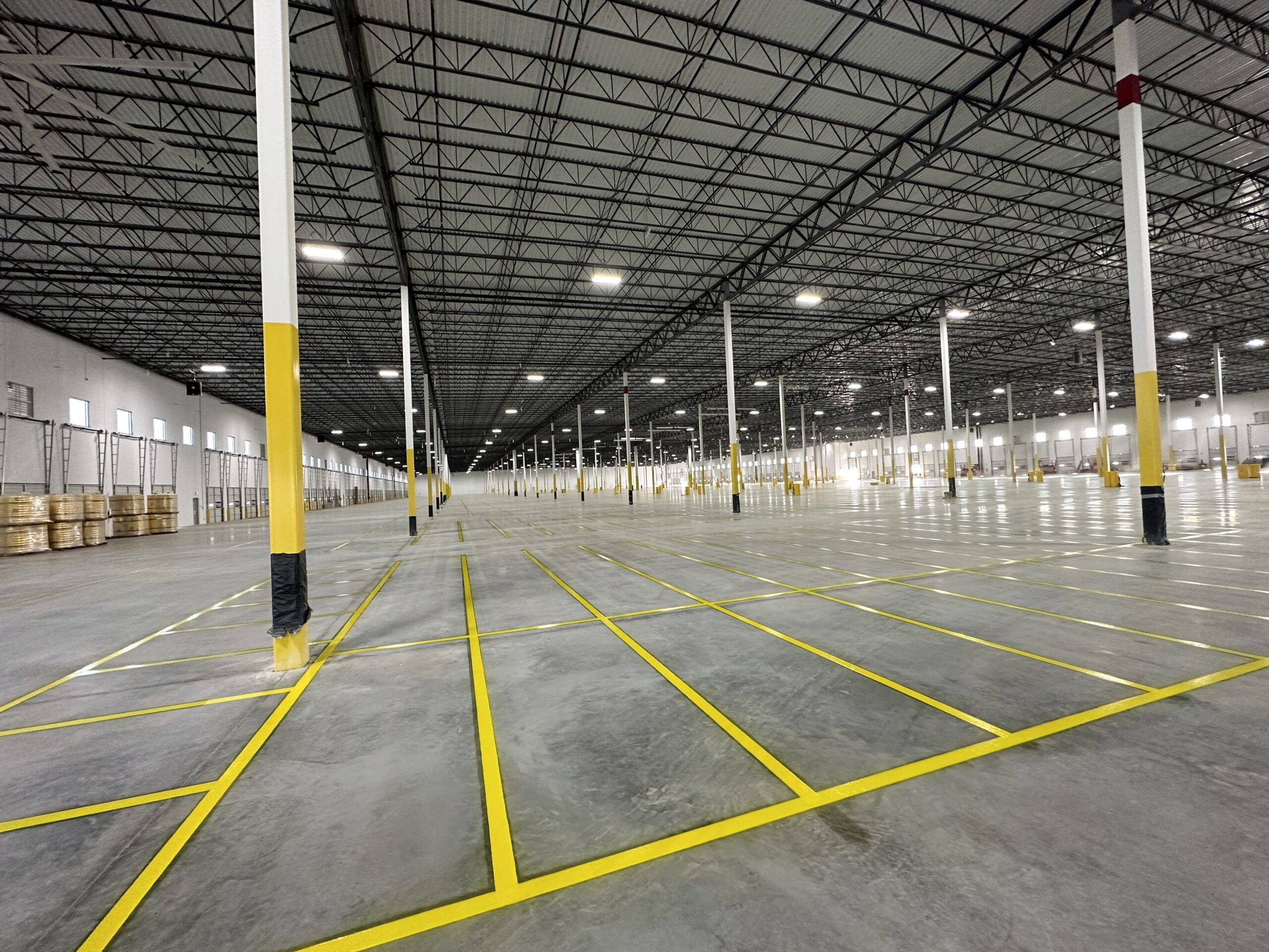 Warehouse and parking lot striping along I-75 corridor for logistics and industrial facilities