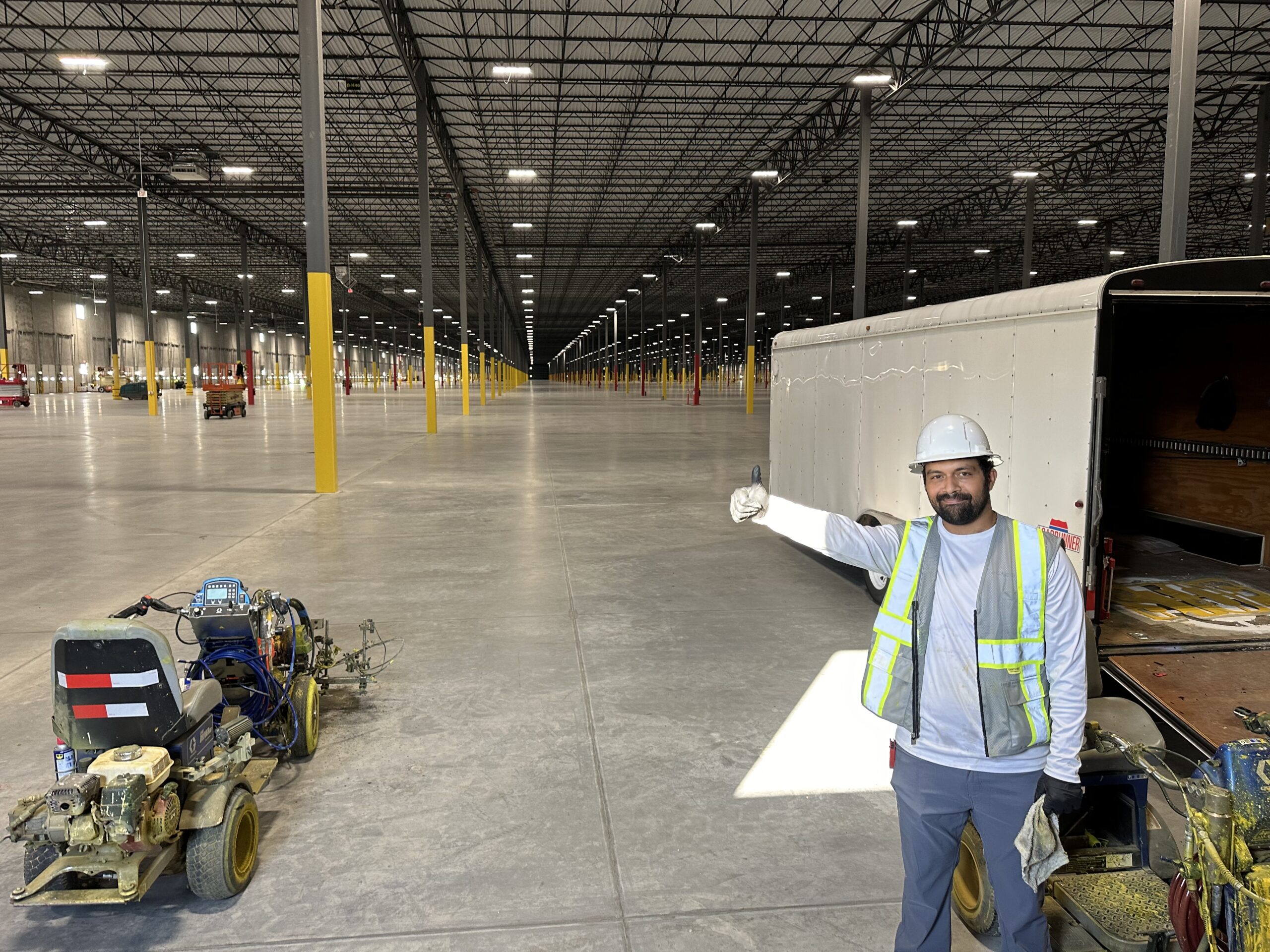 high-visibility warehouse striping along I-35 corridor