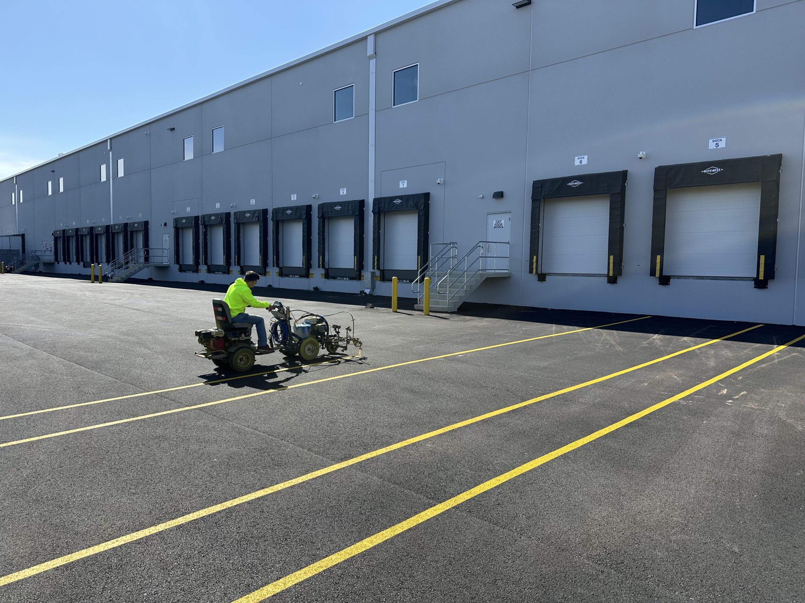 warehouse and lot striping Greenwood Indiana high traffic site