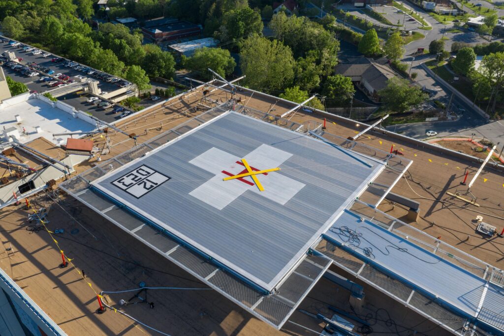 Helicopter landing pad project viewed from above