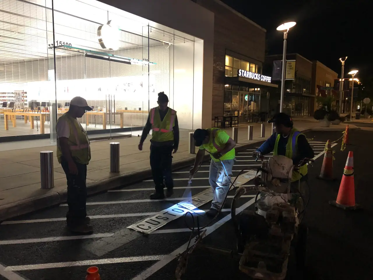 Fresh parking lot striping and ADA markings in Ann Arbor Michigan