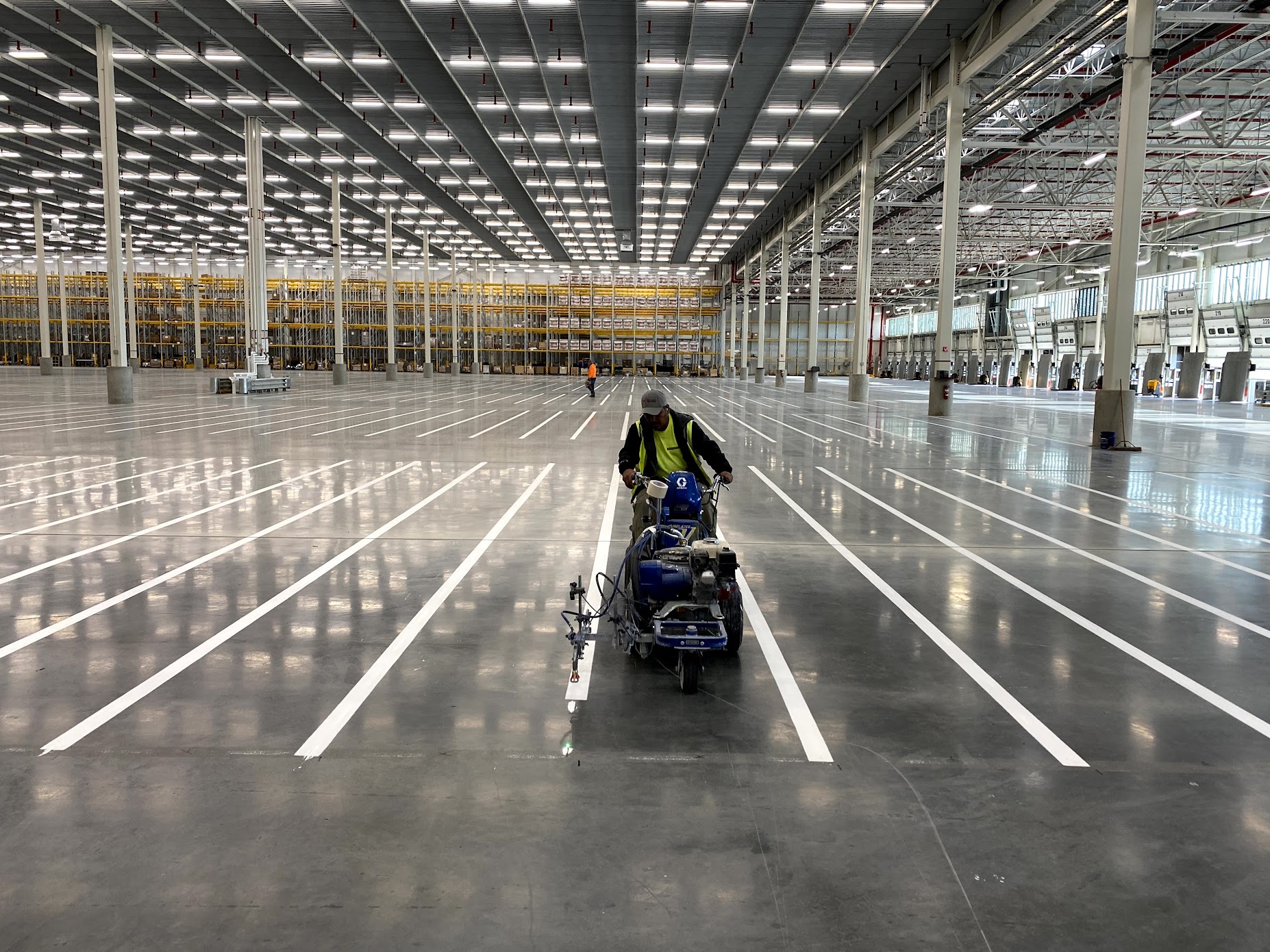 Universal Striping 8 Warehouse safety line markings Lackawanna NY