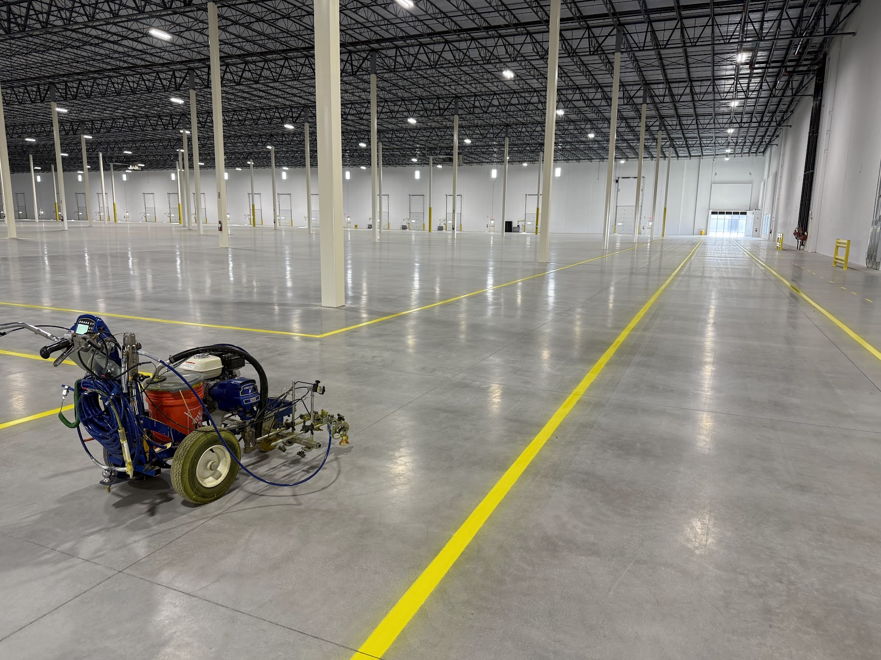 Warehouse safety line striping project for a large Phoenix logistics center