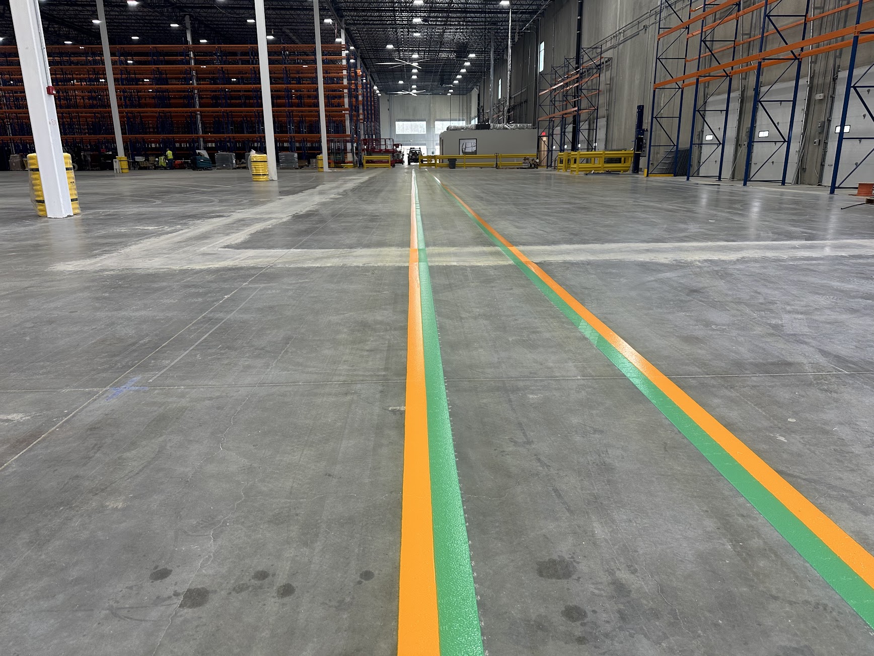 Warehouse forklift lane marking example