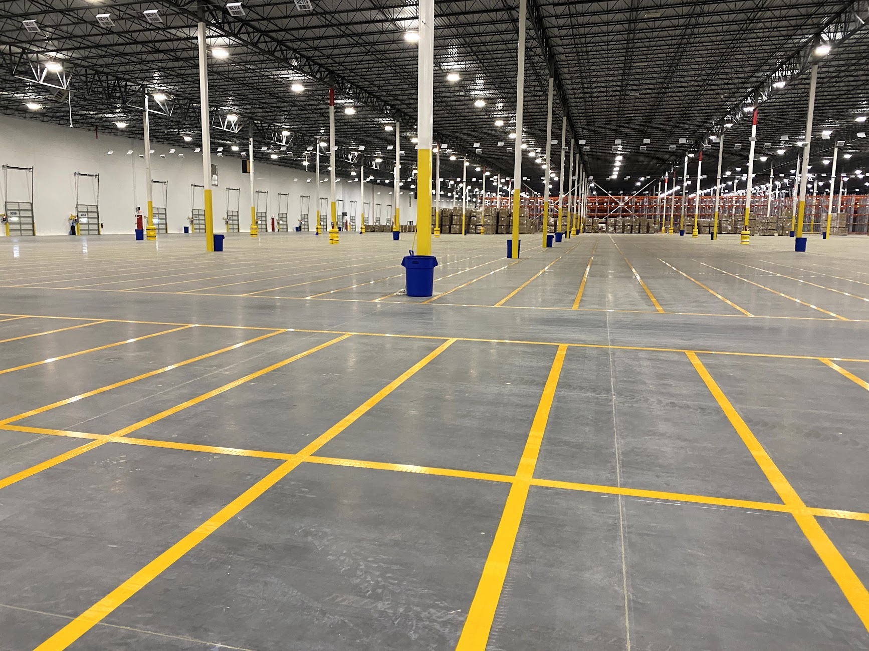Industrial warehouse aisle striping example