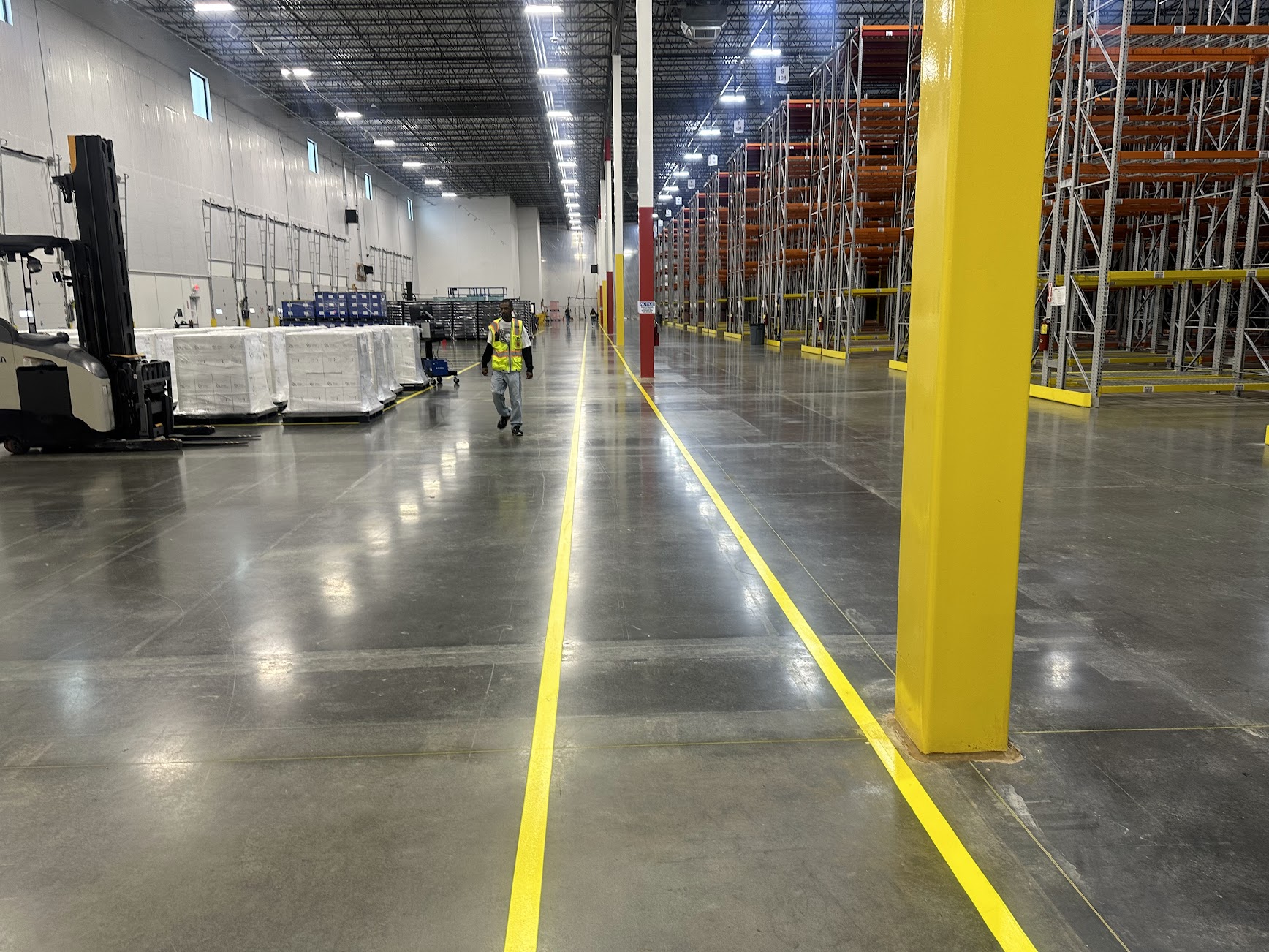 Universal Striping warehouse floor marking example for Newburgh NY service information
