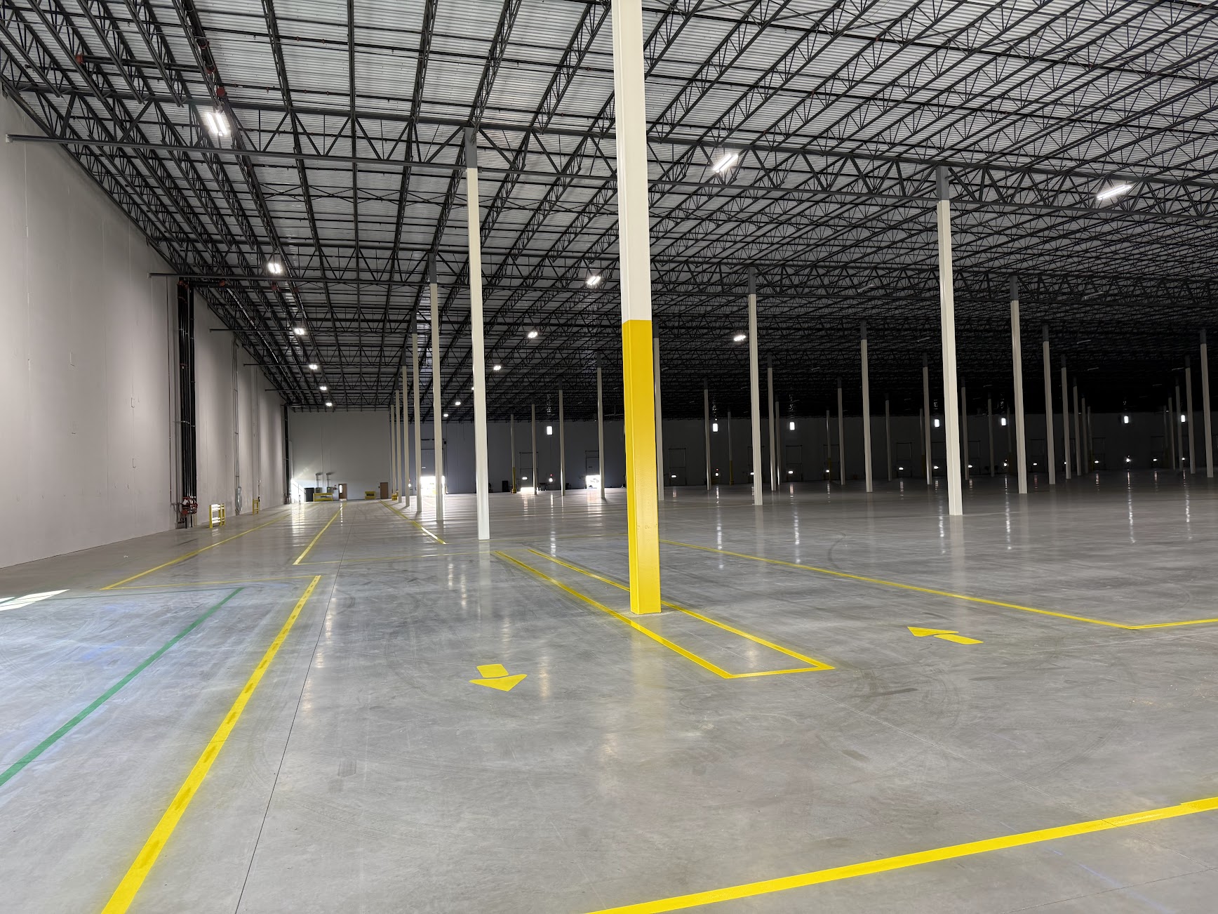 Industrial warehouse aisle striping example