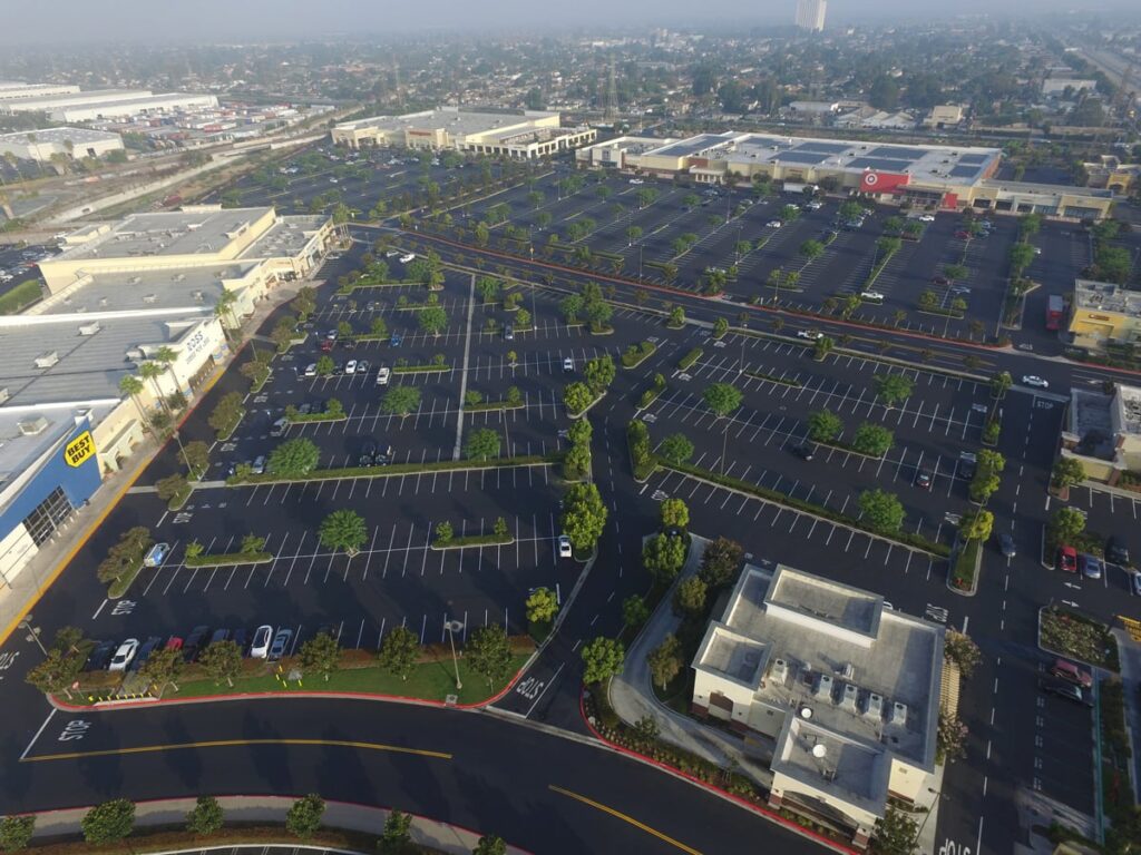 Large commercial parking lot striping project