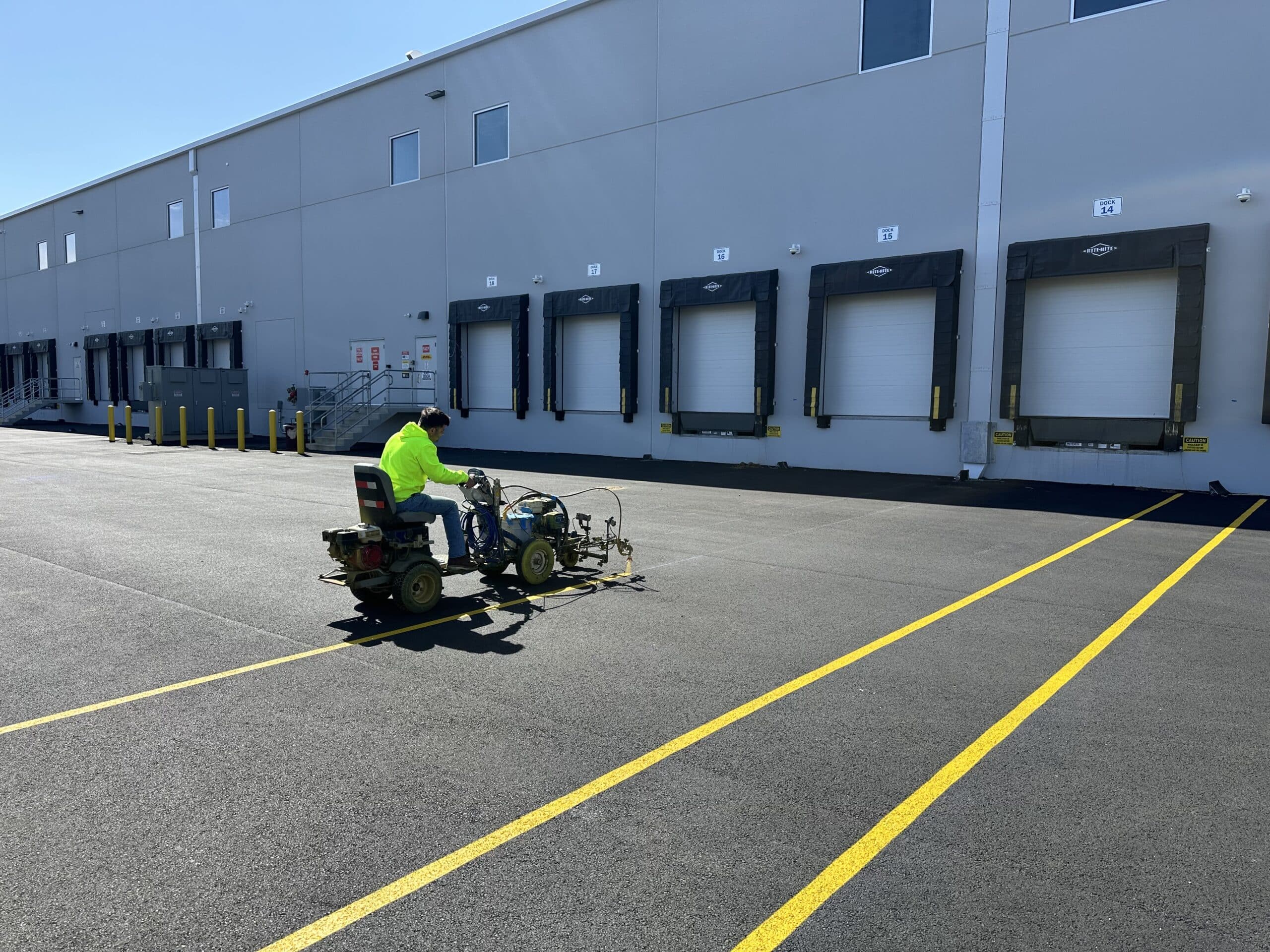 Completed truck terminal pavement striping project