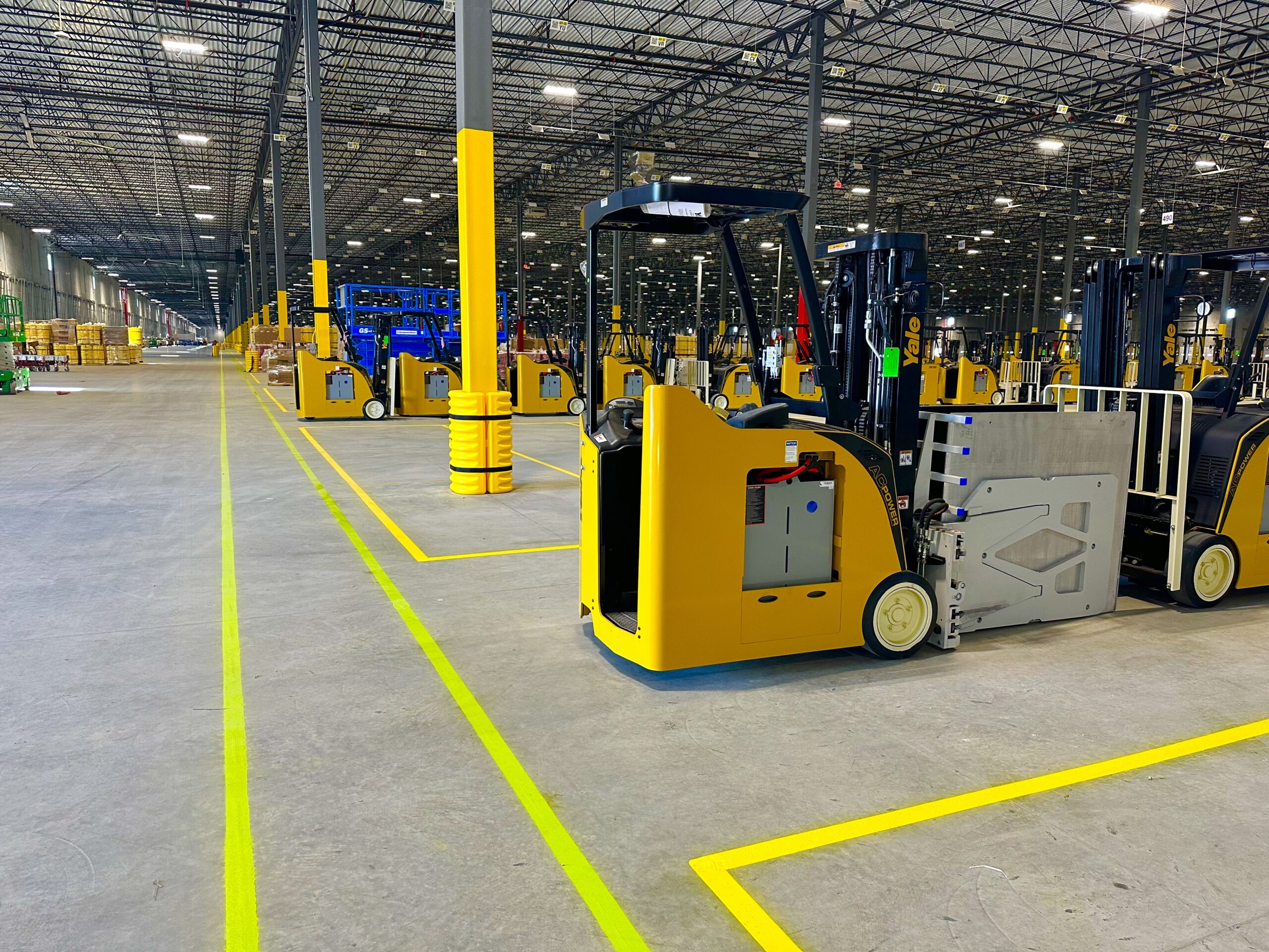 Industrial warehouse floor markings and staging lanes Columbia SC