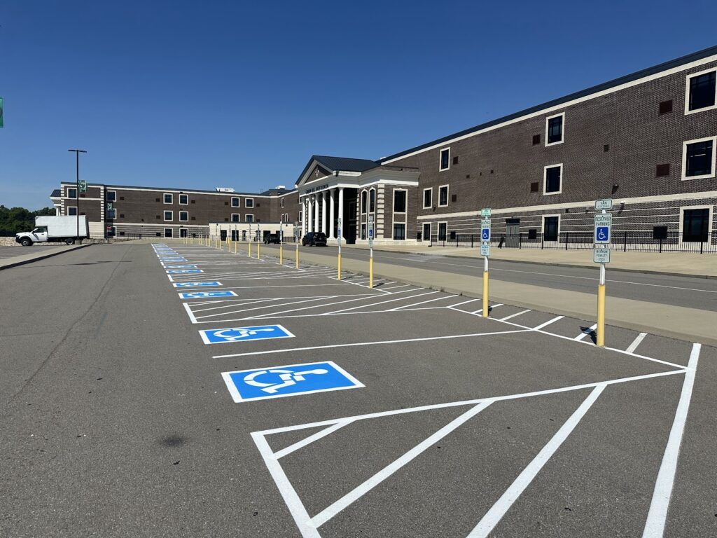 Outdoor truck terminal pavement markings