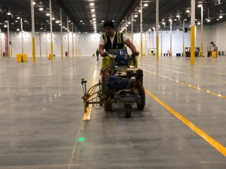 Universal Striping industrial warehouse floor striping project 1