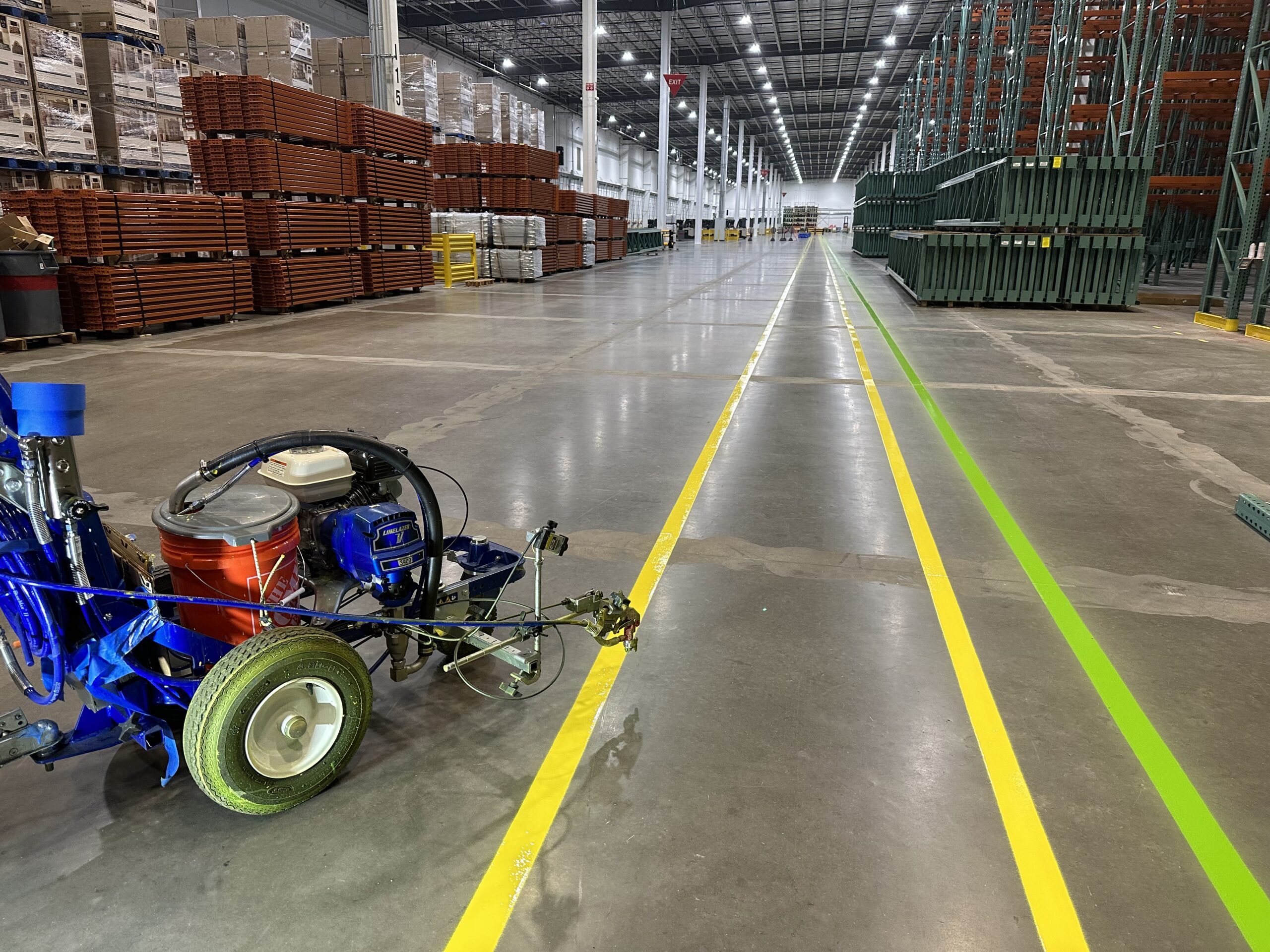 Louisville warehouse epoxy floor striping project example 5
